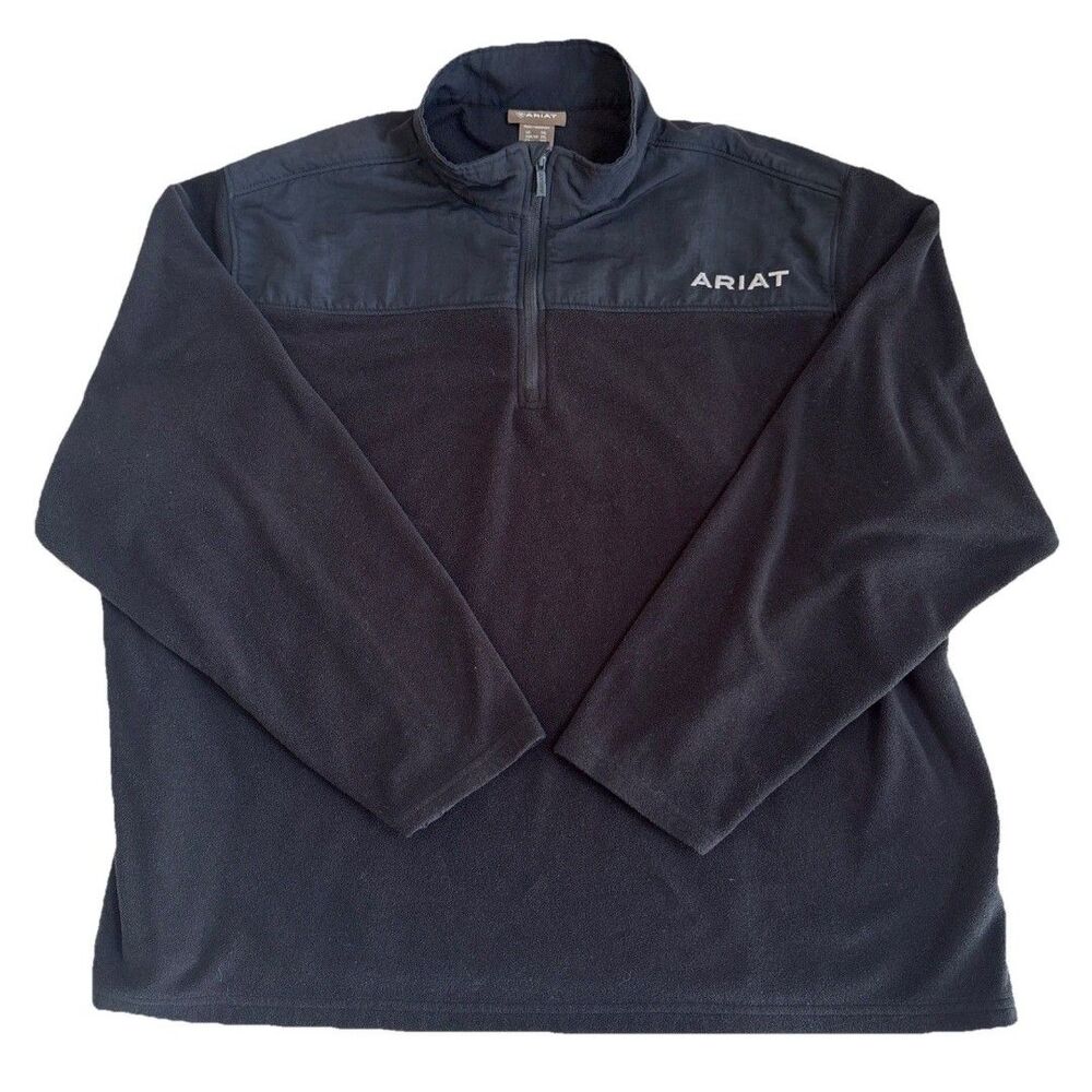 Big Mens Ariat Basis 2.0 Black Fleece 1/4 Zip Pullover Sweatshirt Size 3X